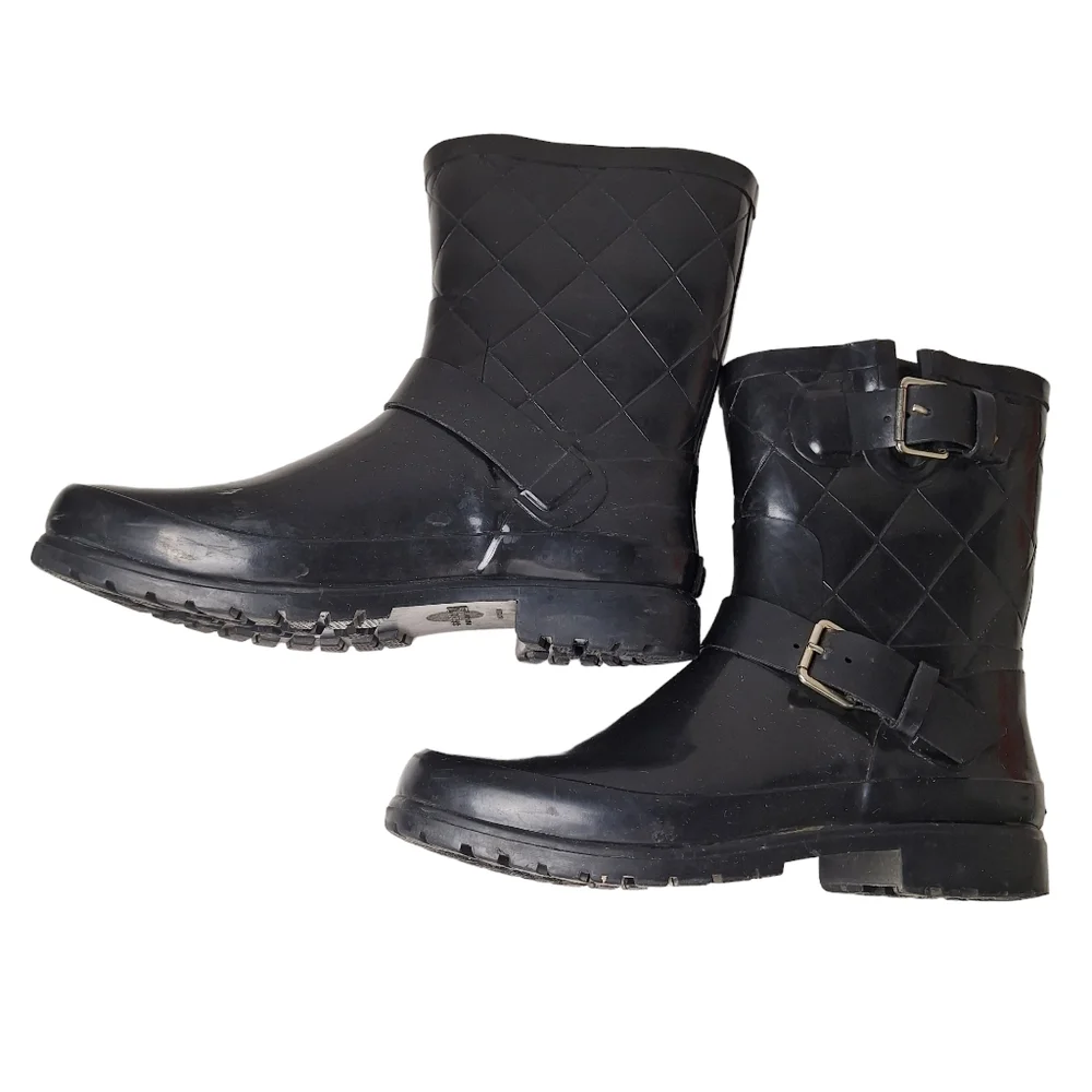 Sperry Topsider Falcon Rubber Black Rain Boots‎